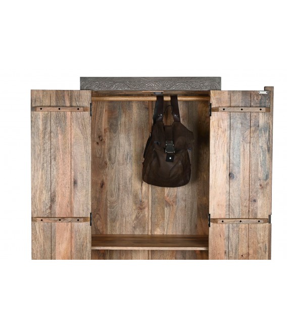 ARMARIO ROPERO 88 X 47 X 180 DUOMO MADERA TALLADA COLOR GRIS