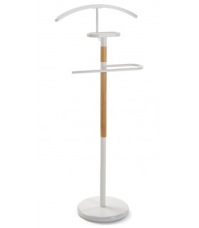 Galán de noche metal blanco y madera natural mdmhogar