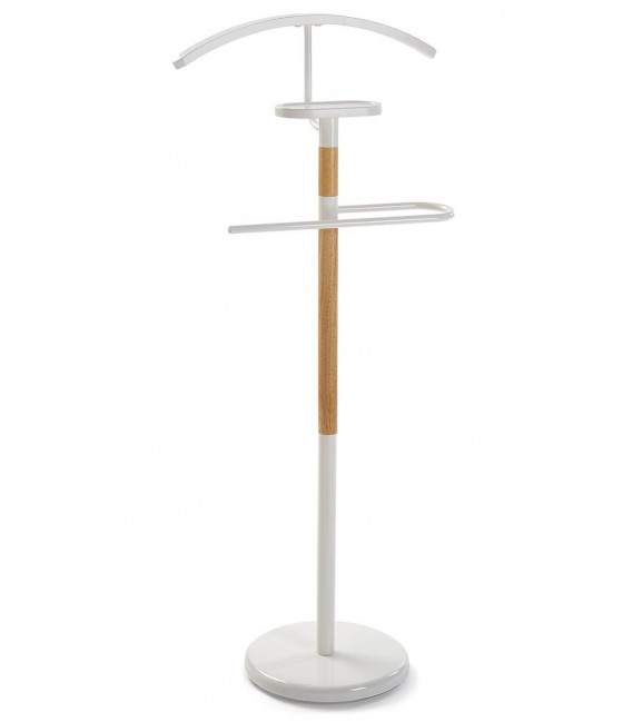 Galán de noche metal blanco y madera natural mdmhogar