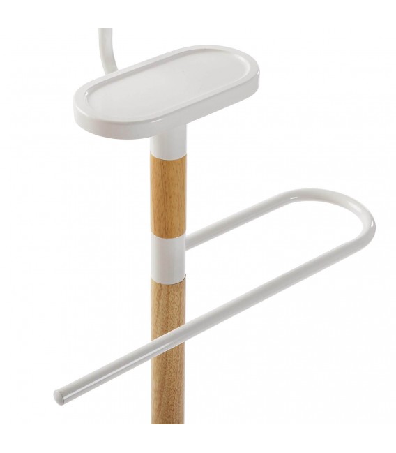 Galán de noche metal blanco y madera natural mdmhogar