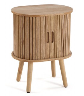 Mesita de noche ovalada madera mdmhogar