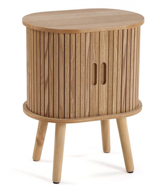 Mesita de noche ovalada madera mdmhogar