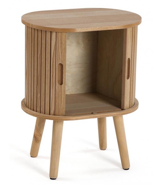 Mesita de noche ovalada madera mdmhogar