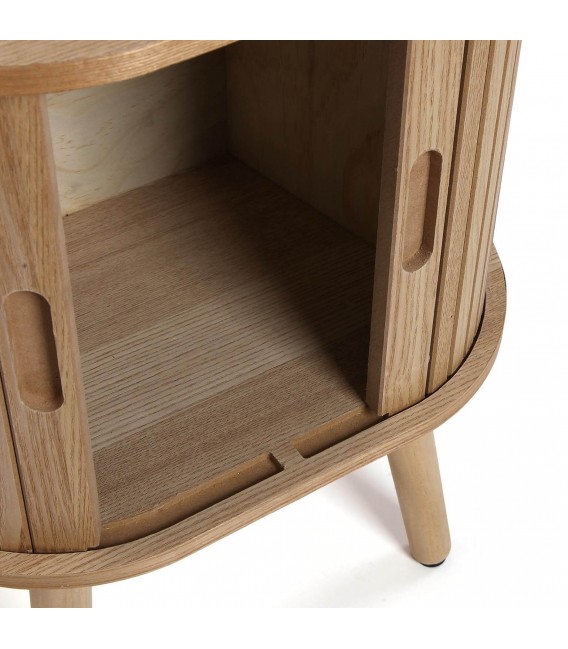 Mesita de noche ovalada madera mdmhogar