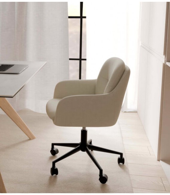 Silla de oficina muy cómoda tapizada en color beige mdmhogar