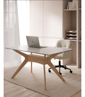 Silla de oficina muy cómoda tapizada en color beige mdmhogar