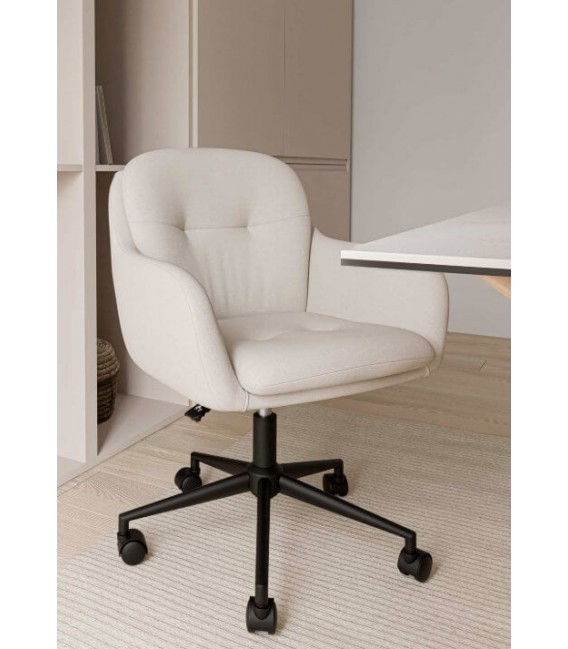Silla de oficina muy cómoda tapizada en color beige mdmhogar