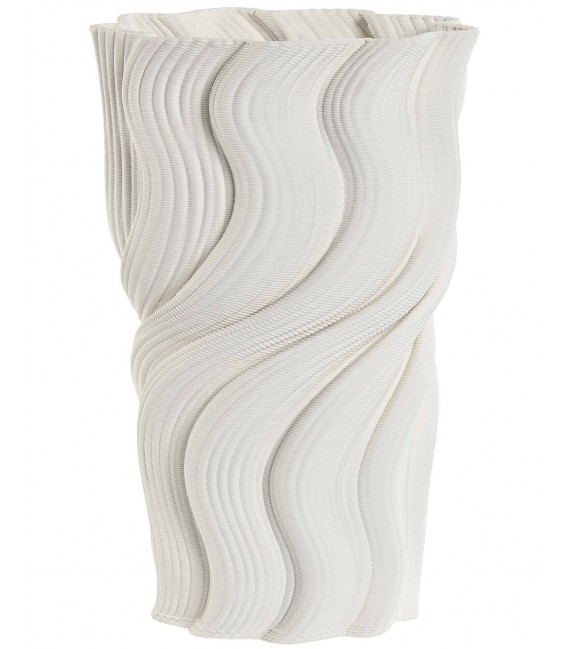 Jarrón gres de color blanco con relieve mdmhogar