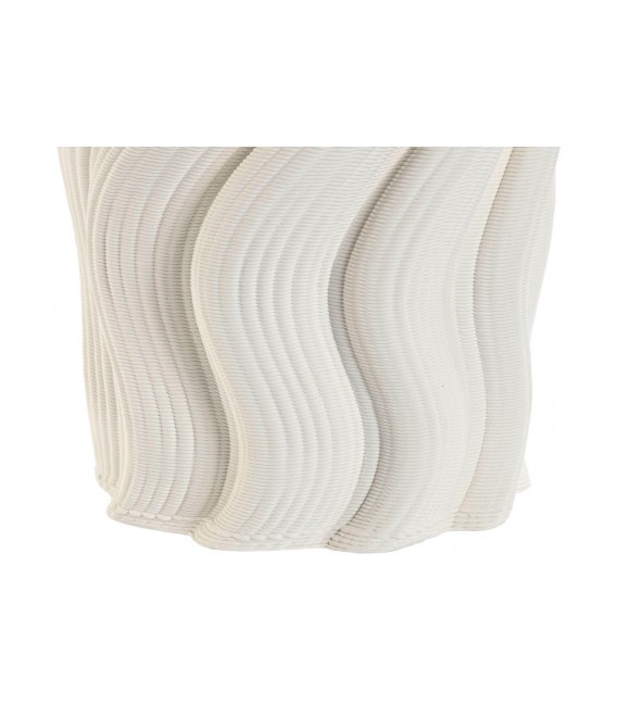 Jarrón gres de color blanco con relieve mdmhogar