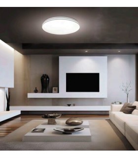 Plafón metal y acrílico blanco y plata mdmhogar