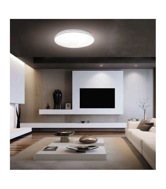 Plafón metal y acrílico blanco y plata mdmhogar