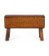 Banqueta cómoda madera maciza y piel bovina mdmhogar