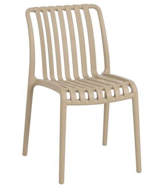 Silla de polipropileno apilable color beige mdmhogar