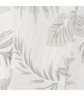 Cortina visillo  estampado floral color blanco y gris mdmhogar