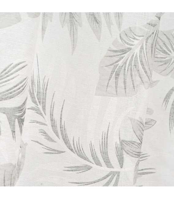 Cortina visillo  estampado floral color blanco y gris mdmhogar