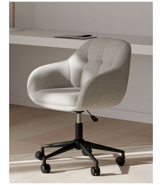 Silla de oficina tapizada gris claro  mdmhogar