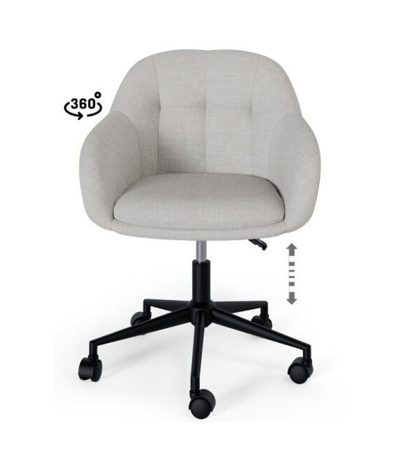 Silla de oficina tapizada gris claro  mdmhogar