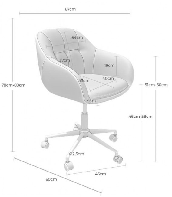 Silla de oficina tapizada gris claro  mdmhogar