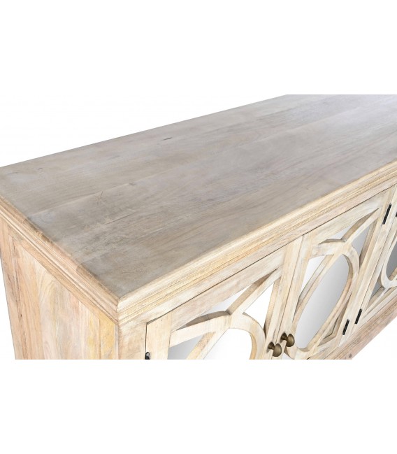 Aparador madera de mango natural y espejo mdmhogar