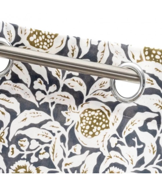 Cortina para barra opaca terciopelo impreso color azul y kaki mdmhogar