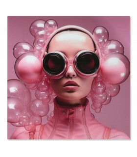 Cuadro cuadrado grande foto impresión futurista en tonos rosas mdmhogar