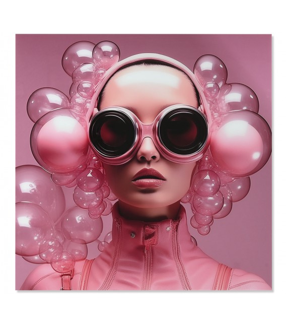 Cuadro cuadrado grande foto impresión futurista en tonos rosas mdmhogar