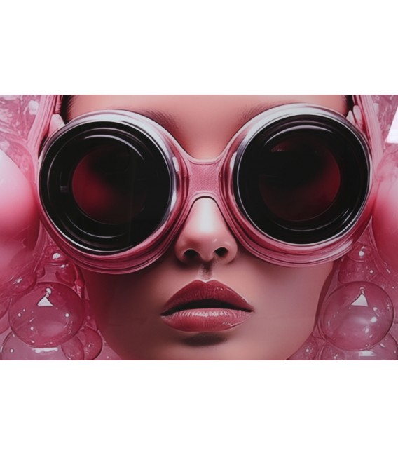 Cuadro cuadrado grande foto impresión futurista en tonos rosas mdmhogar