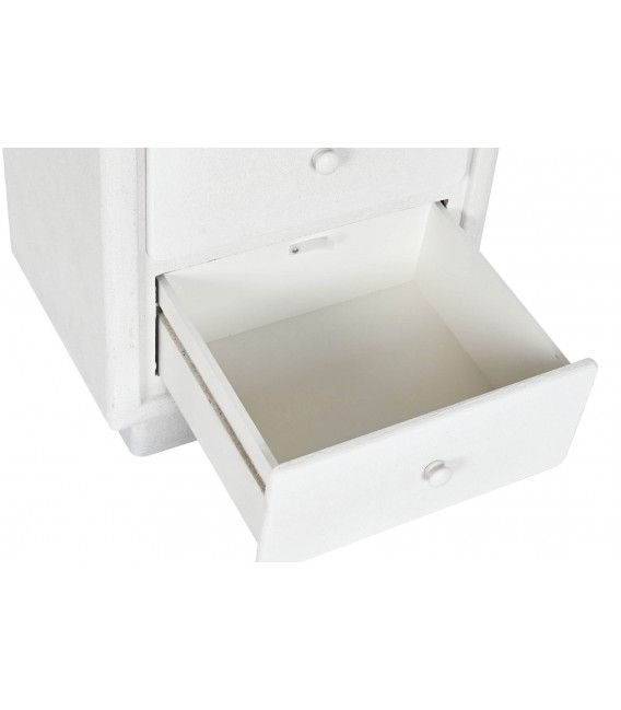 Mesita de noche madera dm efecto yeso blanco roto mdmhogar