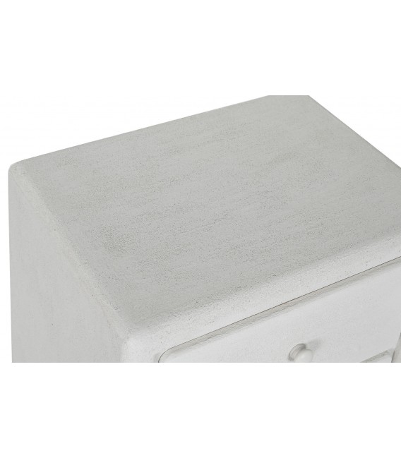 Mesita de noche madera dm efecto yeso blanco roto mdmhogar