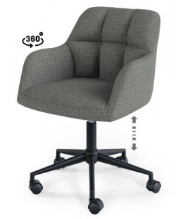 silla de oficina cómoda tapizada en gris oscuro mdmhogar