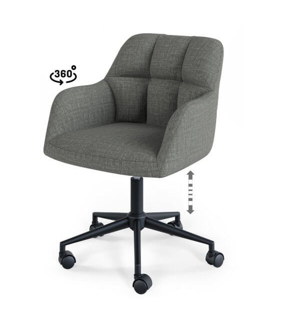 silla de oficina cómoda tapizada en gris oscuro mdmhogar