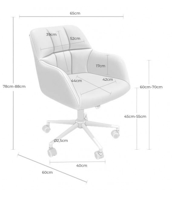 silla de oficina cómoda tapizada en gris oscuro mdmhogar