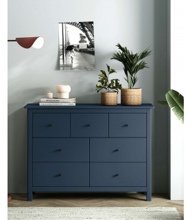 Cómoda realizada en pino lacado en color azul mdmhogar