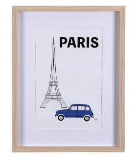 Lámina con paspartú motivo Paris azul mdmhogar