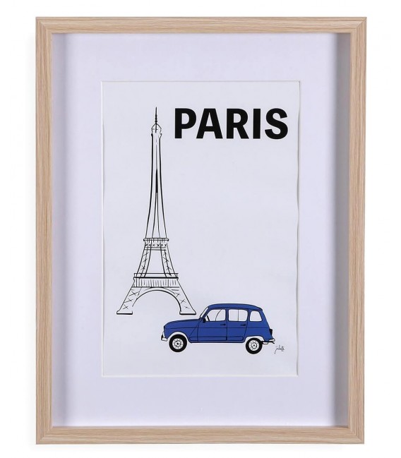 Lámina con paspartú motivo Paris azul mdmhogar