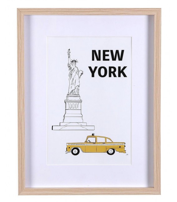 Lámina con paspartú motivo New York amarillo