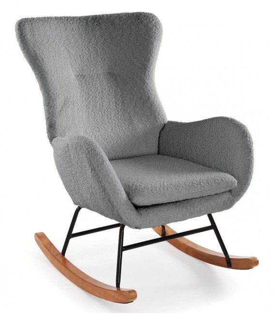 Mecedora muy cómoda tapizada en boucle color gris mdmhogar
