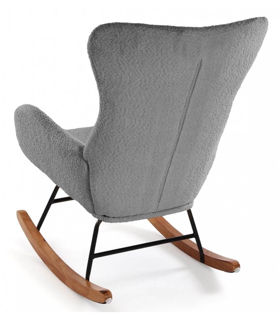 Mecedora muy cómoda tapizada en boucle color gris mdmhogar