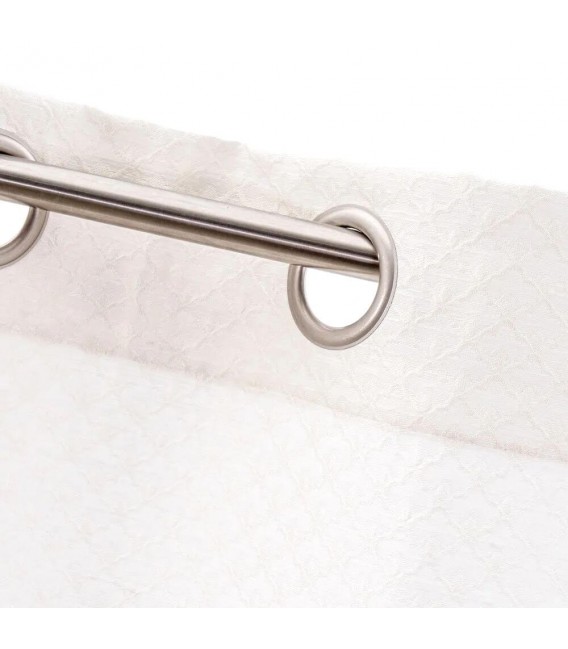 Cortina opaca para barra Jacquard en tonos blancos mdmhogar