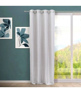 Cortina opaca para barra Jacquard en tonos grises mdmhogar