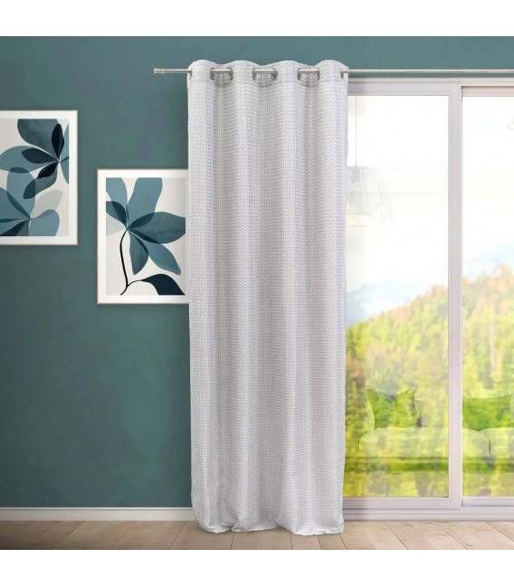 Cortina opaca para barra Jacquard en tonos grises mdmhogar