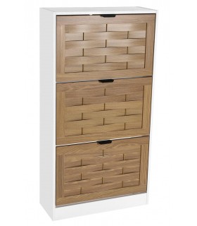 Mueble zapatero melamina blanca y madera natural mdmhogar