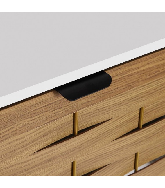 Mueble zapatero melamina blanca y madera natural mdmhogar