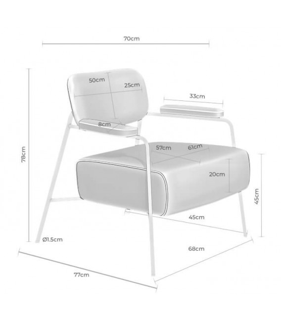Butaca cómoda estructura en metal negro mdmhogar