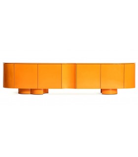Mueble de TV grande madera dm y metal lacado en color naranja mdmhogar
