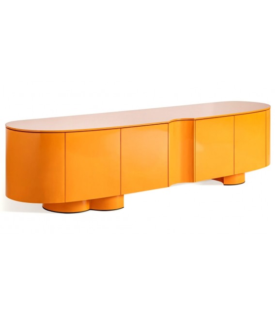 Mueble de TV grande madera dm y metal lacado en color naranja mdmhogar