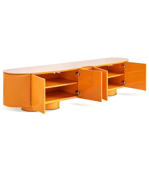 Mueble de TV grande madera dm y metal lacado en color naranja mdmhogar
