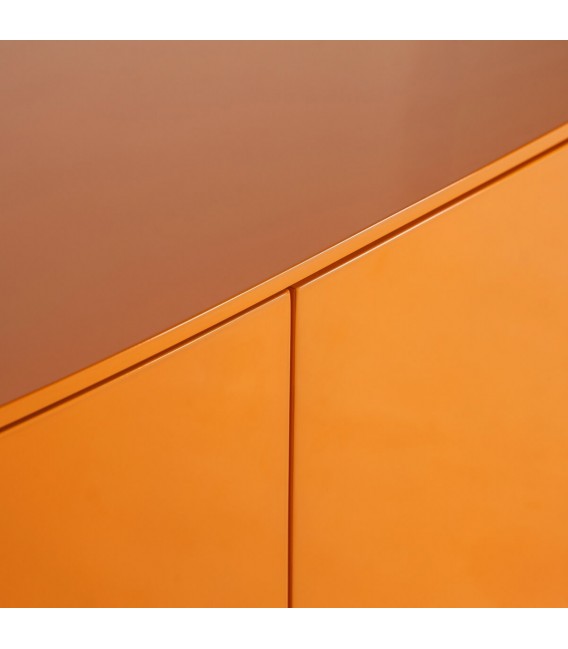 Mueble de TV grande madera dm y metal lacado en color naranja mdmhogar