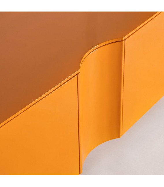 Mueble de TV grande madera dm y metal lacado en color naranja mdmhogar