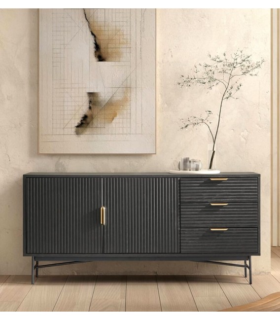 Aparador madera de roble teñido en color negro mdmhogar